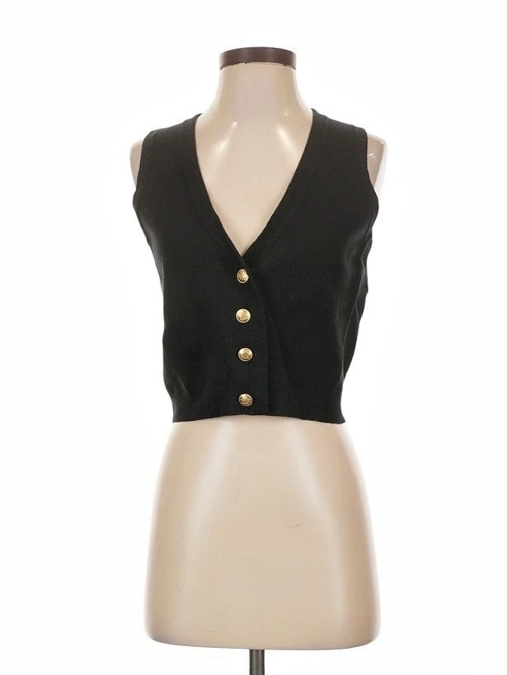 J.Crew Emilie Sweater Vest Size Small Black 100% Cotton Sleeveless Cropped NWT